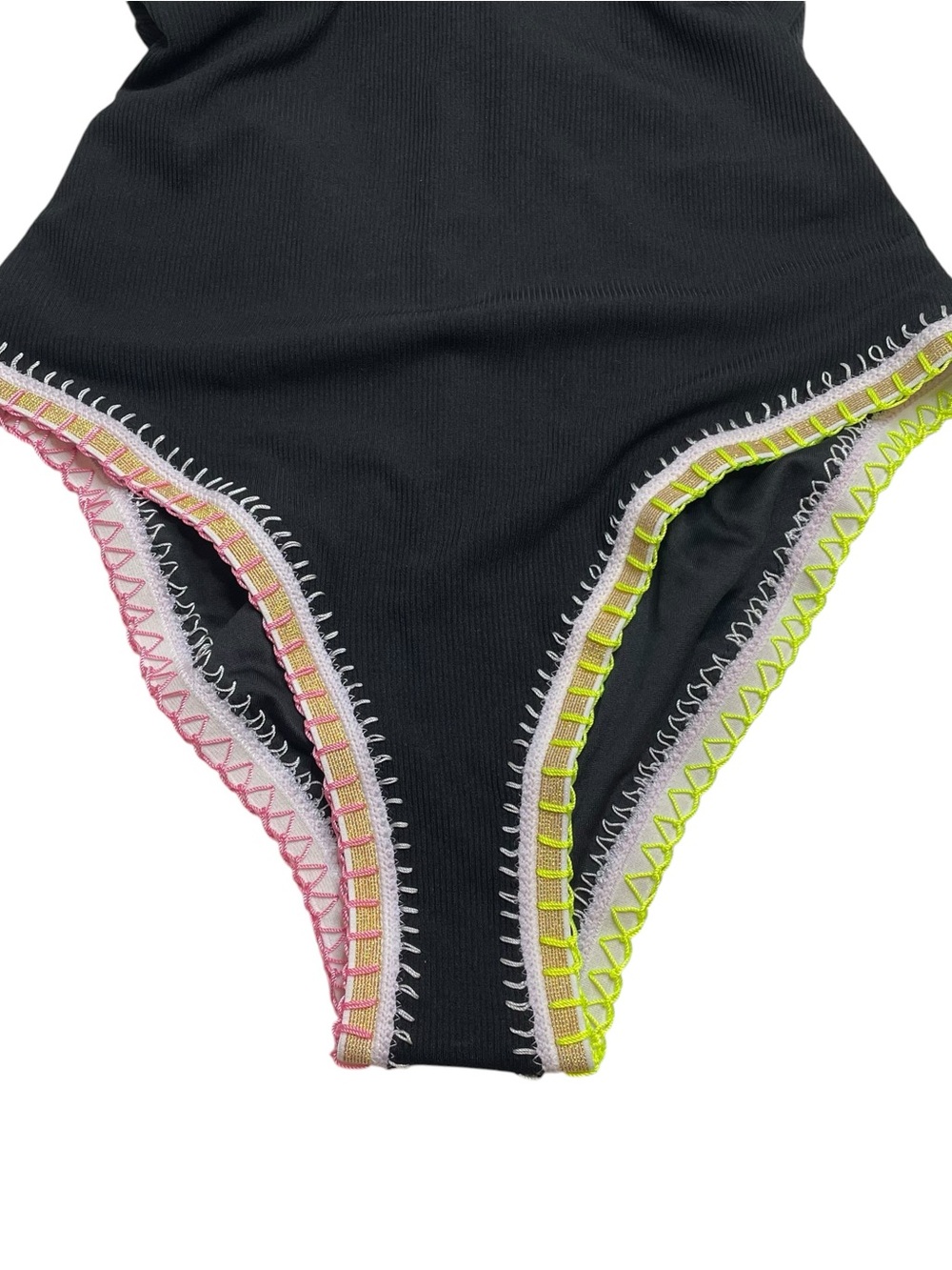 PQ Swim x Solange Ferrarini Crochet Trim One Piece Swim Suit Black Medium New - Picture 3 of 6